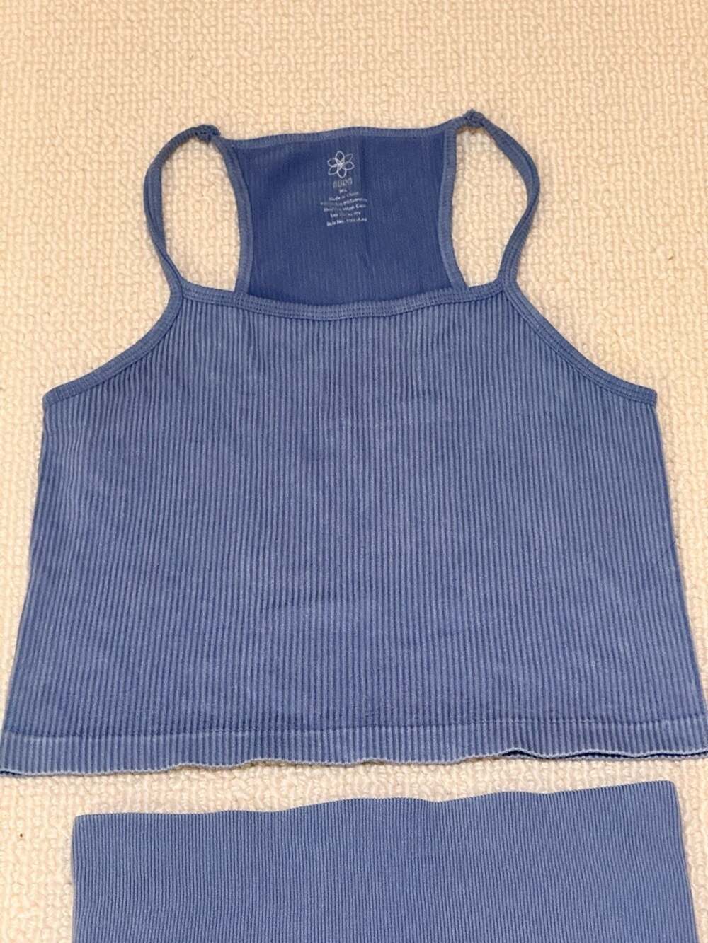 Aura Ribbed Seamless 2-Piece Crop Tank Top & Biker Shorts Set